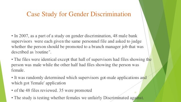 sex discrimination case studies Sex discrimination case studies